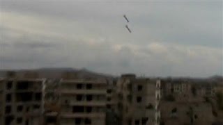 Video Captures Bombs Exploding in Syrian City of Daraya [upl. by Alekahs287]