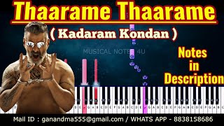 Thaarame Thaarame piano notes  Kadaram Kondan  MGhibran  Musical notes 4u [upl. by Myrna]