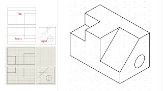 Isometric view drawing example 1 easy Links to practice files in description [upl. by Trellas]