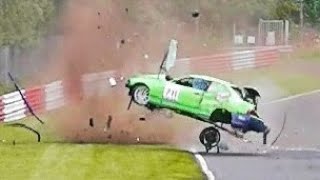 Airborne NISSAN GT R kills one spectator in Nurburgring [upl. by Namia]