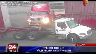 Callao tráiler aplasta y mata a vigilante en la avenida Néstor Gambetta [upl. by Nageem751]