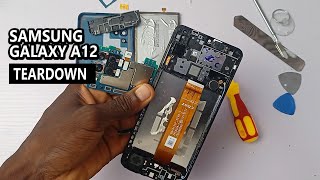 Samsung Galaxy A12 Disassembly New Design But Old Components [upl. by Cykana488]