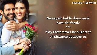 Duniya Lyrics With English Translation  Luka Chuppi  Kartik Aaryan Kriti Sanon  Akhil  Dhvani B [upl. by Ahsotan188]