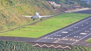 Unbelievable Crosswind Landing TAP A319 Storm Filomena at Madeira Airport [upl. by Banebrudge]