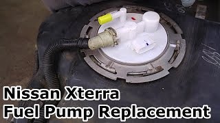 Fuel Tank Removal amp Fuel Pump Replacement  Nissan Xterra [upl. by Hsetim]