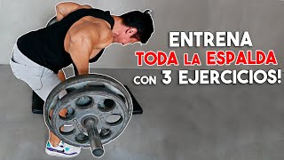 Entrena TODA la ESPALDA EN CASA con barra con 3 ejercicios [upl. by Kram]