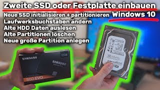 Zweite Festplatte oder SSD einbauen in Windows 10  super einfach einrichten [upl. by Giesecke]