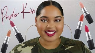 MAC Powder Kiss Lipstick Overview  Swatches [upl. by Eirbua]