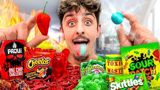 Eating the Worlds Spiciest VS Sourest Food  Challenge [upl. by Anitsirt]