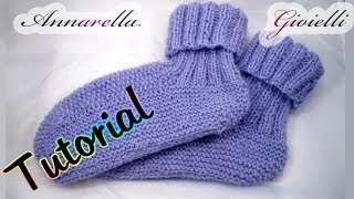 Tutorial scarpe da notte ai ferri  How to knit socks [upl. by Yorled]