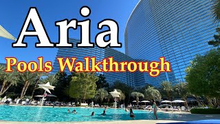 ARIA RESORT amp CASINO POOLS WALKTHROUGH April 2021  VEGAS etc [upl. by Raybourne640]