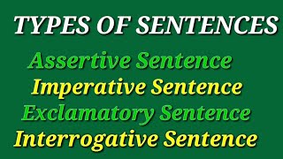 Types of Sentences  Assertive Imperative Exclamatory and Interrogative [upl. by Zapot]