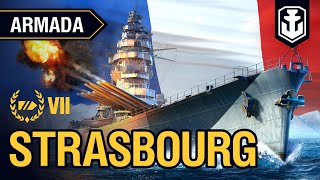 Armada Strasbourg — French Tier VII battleship  World of Warships [upl. by Berhley603]