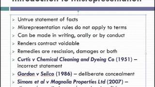 Misrepresentation Lecture 1 of 4 [upl. by Pyotr]