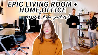 INCREDIBLE Living Room  Entertaining Space  Home Office Makeover [upl. by Avrom]