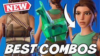 THE BEST COMBOS FOR NEW LARA CROFT SKIN amp 25TH ANNIVERSARY EDIT STYLE  Fortnite [upl. by Akinahc]