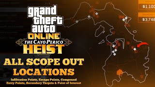 All Scope Out Locations Intel In GTA Onlines Cayo Perico Heist [upl. by Sukram]