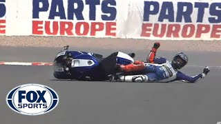 Lorenzo and Crutchlows Epic Crashes in MOTOGP [upl. by Oneida280]