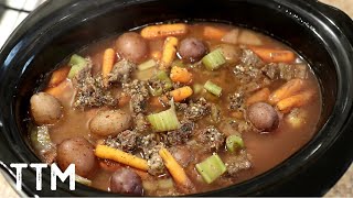 EASY Slow Cooker Beef Soup Recipe [upl. by Latoya]