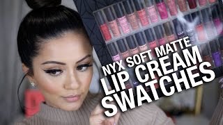 FULL NYX Soft Matte Lip Cream Swatches ALL COLORS [upl. by Acinonrev]