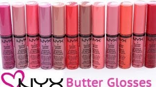 NYX quotButter Gloss Collection Review amp Lip Swatchesquot [upl. by Klecka]