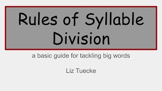 Rules of Syllable Division [upl. by Neelasor]