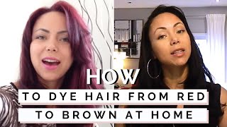 HOW TO DYE HAIR FROM RED TO BROWN AT HOME  ION Color Brilliance Review [upl. by Hare]