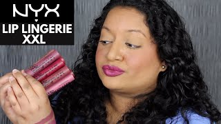 NYX Lip Lingerie XXL Matte Liquid Lipsticks Review amp Swatches [upl. by Inattirb901]