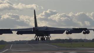 4x B52  Crosswind Landings  Fairford  250920 [upl. by Yecal]