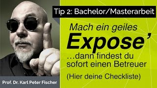 Tip 2 Bachelorarbeit Masterarbeit Checkliste Expose [upl. by Ellehcirt]