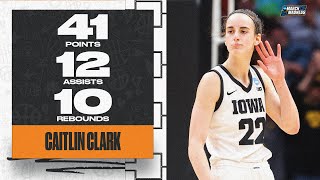 Caitlin Clark Historic 40point tripledouble in Elite Eight [upl. by Depoliti]