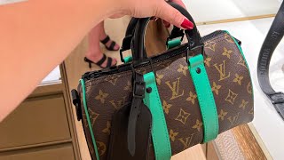 LOUIS VUITTON KEEPALL BANDOULIERE 25 MONOGRAM  MINTY GREEN [upl. by Kopp]