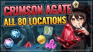 All 80 Crimson Agates Locations WITH TIMESTAMPS  DETAILED GUIDE Genshin Impact Dragonspine [upl. by Adnolrehs]